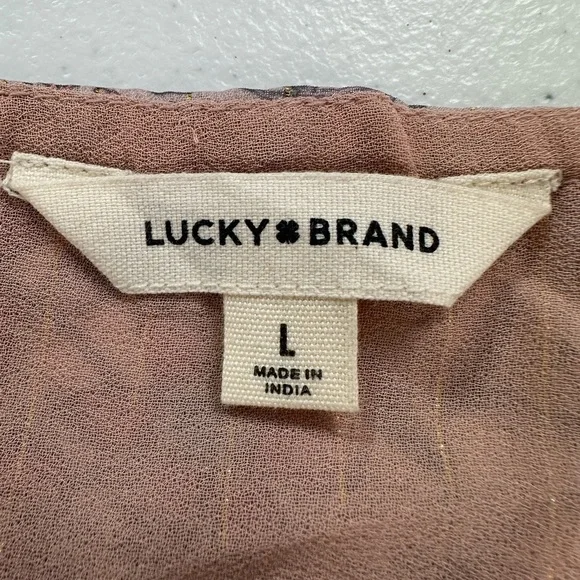 NWT Lucky Brand Women's Ruffled Chiffon Lurex Floral Midi Slip Dress Rose - Picture 5 of 16